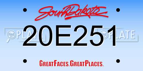 20E251 South Dakota License Plate