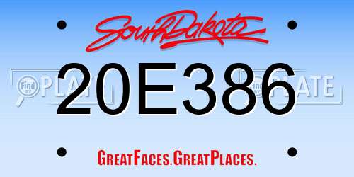 20E386 South Dakota License Plate