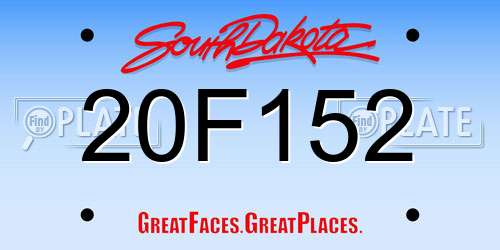 20F152 South Dakota License Plate