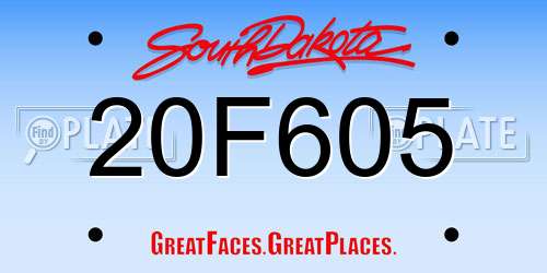 20F605 South Dakota License Plate