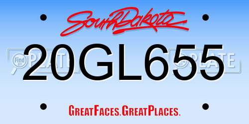 20GL655 South Dakota License Plate