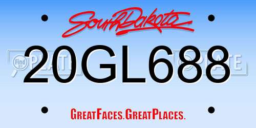 20GL688 South Dakota License Plate
