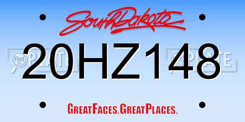 20HZ148 South Dakota License Plate