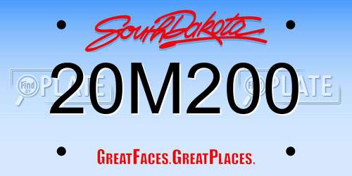 20M200 South Dakota License Plate