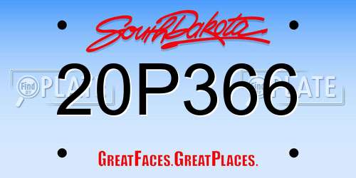 20P366 South Dakota License Plate
