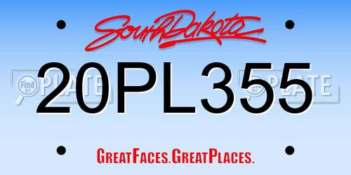 20PL355 South Dakota License Plate