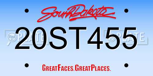 20ST455 South Dakota License Plate
