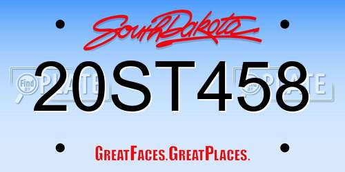 20ST458 South Dakota License Plate