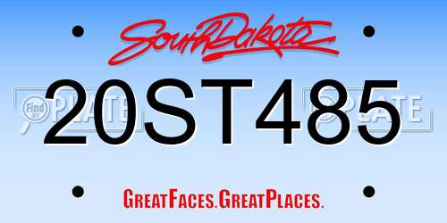 20ST485 South Dakota License Plate
