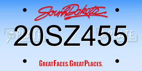 20SZ455 South Dakota License Plate
