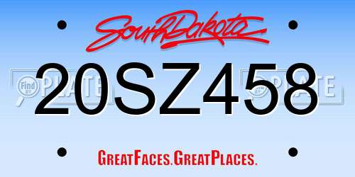 20SZ458 South Dakota License Plate