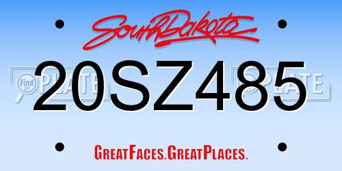 20SZ485 South Dakota License Plate