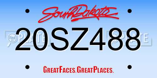 20SZ488 South Dakota License Plate