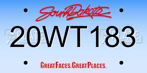 20WT183 South Dakota License Plate