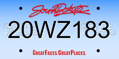 20WZ183 South Dakota License Plate