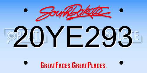 20YE293 South Dakota License Plate