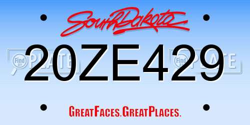 20ZE429 South Dakota License Plate