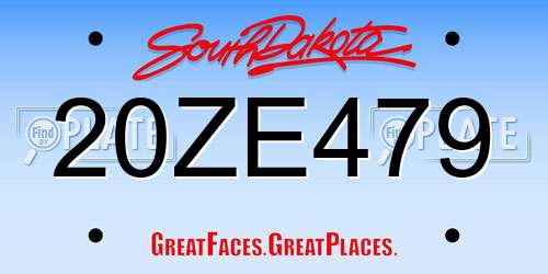 20ZE479 South Dakota License Plate