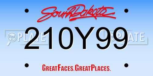 210Y99 South Dakota License Plate