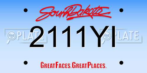 2111YI South Dakota License Plate