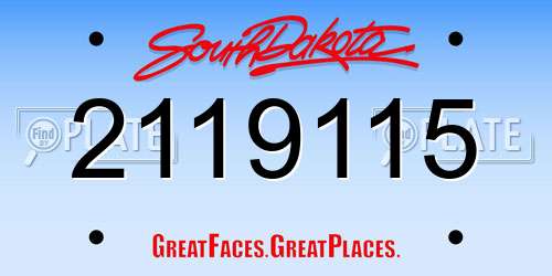 2119115 South Dakota License Plate