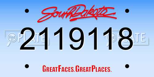 2119118 South Dakota License Plate