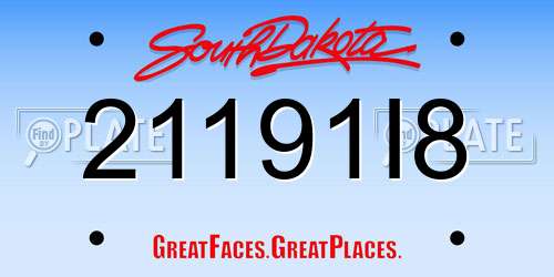 21191I8 South Dakota License Plate