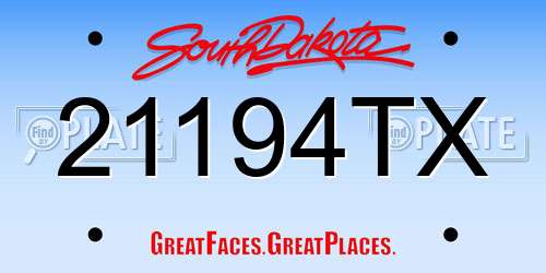 21194TX South Dakota License Plate