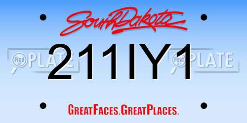 211IY1 South Dakota License Plate