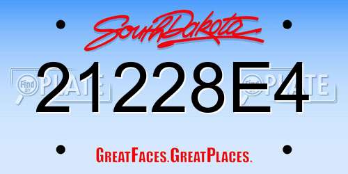 21228E4 South Dakota License Plate