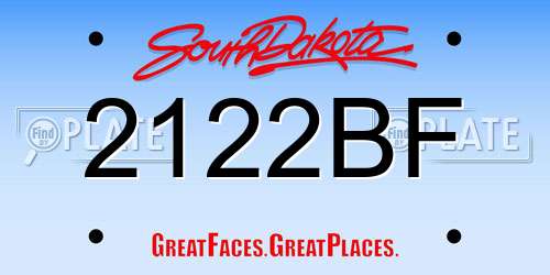 2122BF South Dakota License Plate