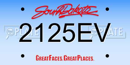 2125EV South Dakota License Plate