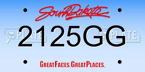 2125GG South Dakota License Plate