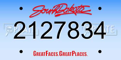 2127834 South Dakota License Plate