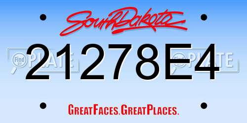 21278E4 South Dakota License Plate
