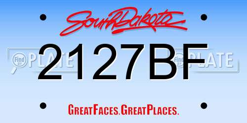 2127BF South Dakota License Plate