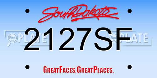 2127SF South Dakota License Plate