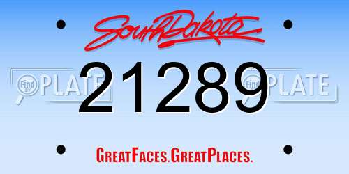 21289 South Dakota License Plate