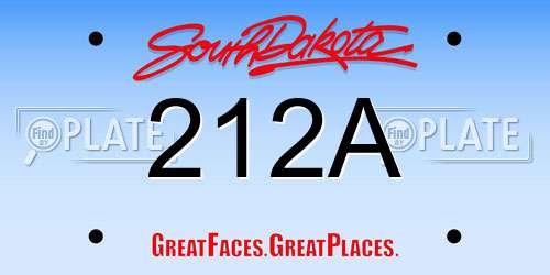 212A South Dakota License Plate