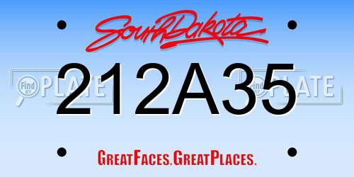 212A35 South Dakota License Plate