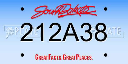212A38 South Dakota License Plate