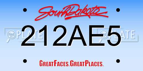 212AE5 South Dakota License Plate