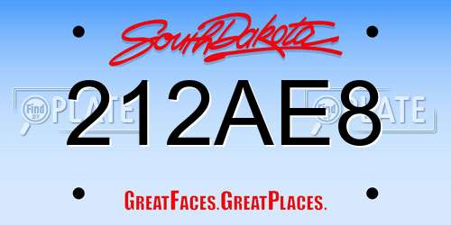 212AE8 South Dakota License Plate