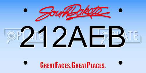 212AEB South Dakota License Plate