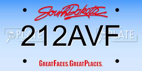 212AVF South Dakota License Plate
