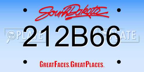 212B66 South Dakota License Plate