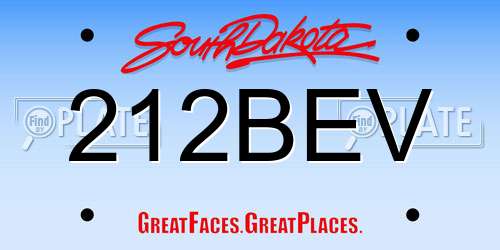 212BEV South Dakota License Plate
