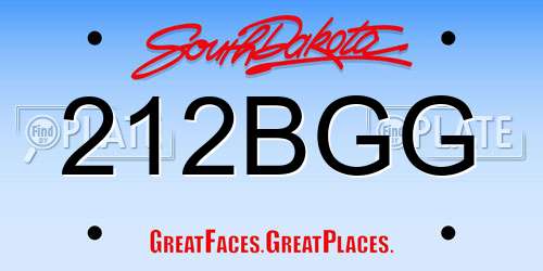 212BGG South Dakota License Plate