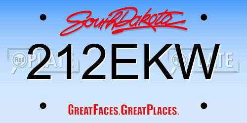 212EKW South Dakota License Plate