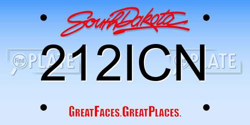 212ICN South Dakota License Plate